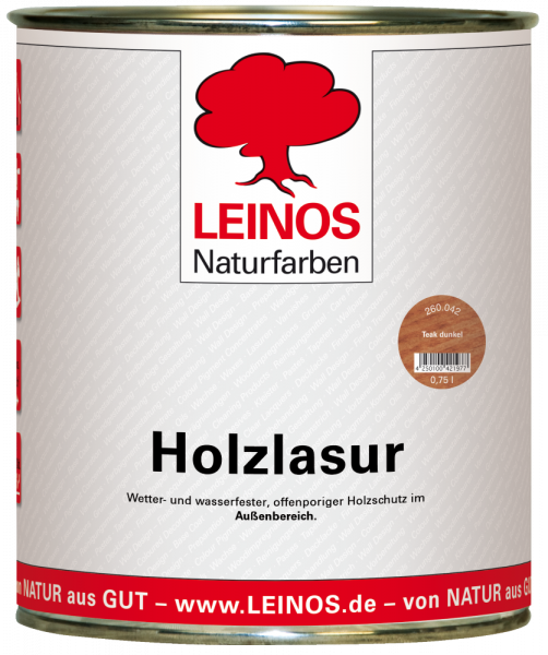 Leinos Holzlasur teak dunkel außen 0,75l